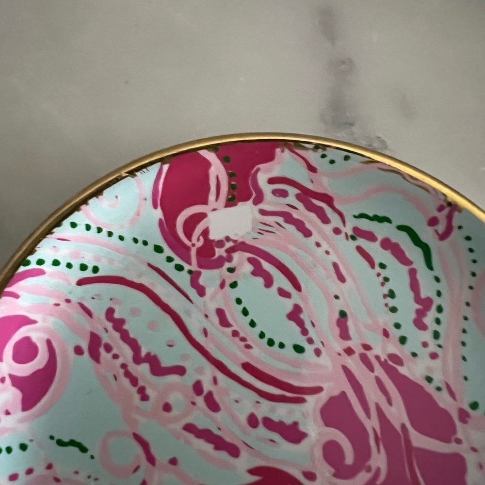 Lilly Pulitzer Ceramic Coaster Set Jellies Be Jammin Pink Green trinket jewelry - Picture 3 of 3